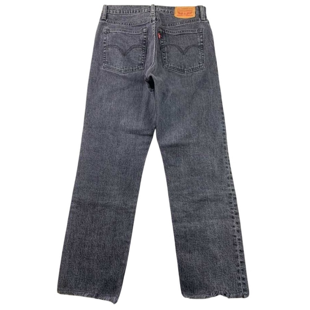 Levi's Wedgie Straight Women's Jeans Black Dark Wash Button Fly Raw Hem Size‎ 26